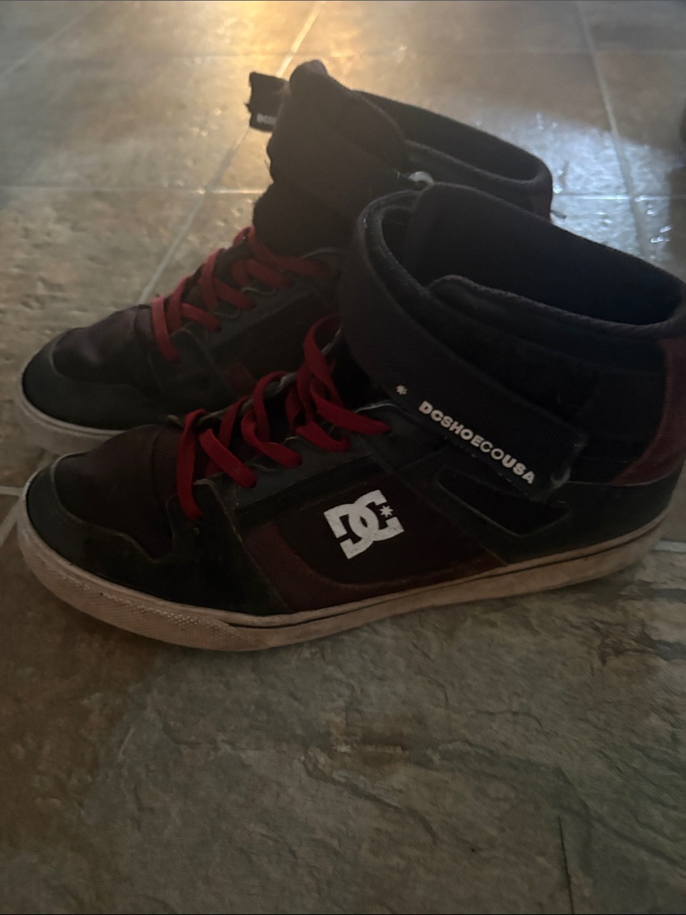 DC Kids High-Top Sneakers in Black and Red with White Logo